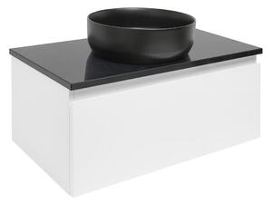Koupelnová skříňka s kamennou krycí deskou SAT B-Way 79x30x45 cm bílá lesk BWAY80WTK