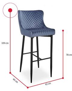 Barová židle COLIN B H-1 VELVET, 46x109x42, bluvel 19, černá