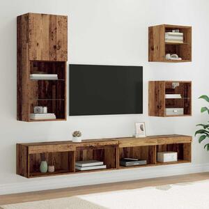TV nástěnné jednotky s LED 5 ks Staré dřevo 100 x 30 x 30 cm 3402950