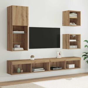 TV nástěnné jednotky s LED 5 ks Artisanový dub 100 x 30 x 30 cm 3402951