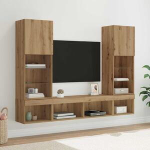 TV nástěnné jednotky s LED 5 ks Artisanový dub Kompozitní dřevo 3402958