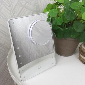 Makeupové zrcadlo s osvětlením - bílá - LED - 3x zvětšení - ideální pro aplikaci make-upu - QuickShopping