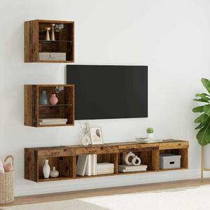 TV nástěnné jednotky s LED 5 ks Staré dřevo Kompozitní dřevo 3403577