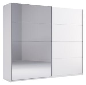 Posuvná skříň CERTEZA se zrcadlem, 250x211,5x61,5, bílá/bílý lesk