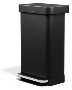 Pedálový odpadkový koš Simplehuman – 45 l, matná černá ocel, kapsa na sáčky