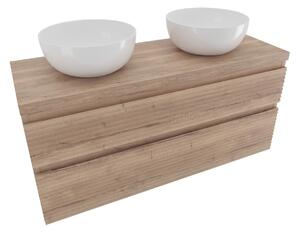 Koupelnová skříňka 2 zásuvková s krycí deskou Naturel Savona 118x53x44,8 cm dub Halifax mat SAVONA2120DHD