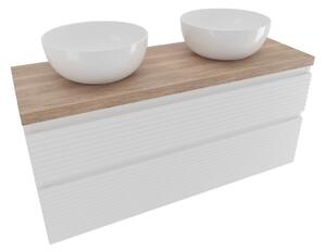 Koupelnová skříňka 2 zásuvková s krycí deskou Naturel Savona 118x53x44,8 cm bílá lesk SAVONA2120BIDDH