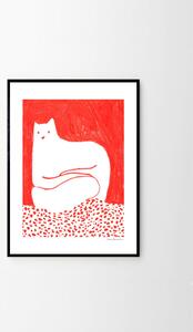 Autorský plakát Cat in Red by Cinzia Franceschini 30x40 cm