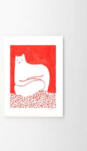 Autorský plakát Cat in Red by Cinzia Franceschini 30 x 40 cm