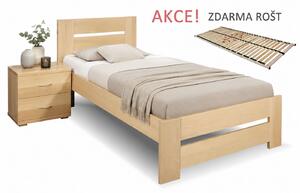 Dřevěná postel s roštem Berni, 80x200, 90x200, masiv buk