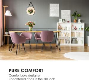 Besoa James, čalouněná židle, pěnová výplň, 100% polyester, ocelové nohy, růžová