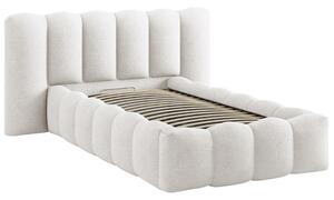 Micadoni Bílá bouclé postel Lupine 90 x 200 cm s úložným prostorem