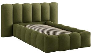 Micadoni Zelená bouclé postel Lupine 90 x 200 cm s úložným prostorem