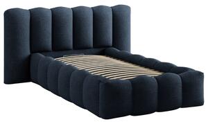 Micadoni Tmavě modrá bouclé postel Lupine 90 x 200 cm s úložným prostorem