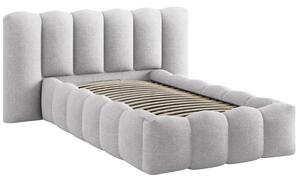 Micadoni Světle šedá bouclé postel Lupine 90 x 200 cm s úložným prostorem