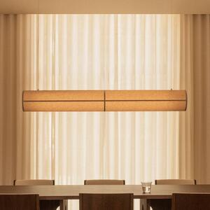 Audo Copenhagen Závěsné svítidlo Hashira Linear, přírodní barva, délka 140 cm, stmívatelný, Krémová / jantar, Obývací pokoj / jídelna, Textil / tkanina / hedvábí