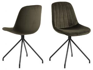 Design Scandinavia Jídelní židle Eva, samet, tmavě zelená