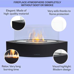Klarstein Phantasma Curve, etanolový krb, bez kouře a zápachu, nerezový hořák, bezpečnostní sklo