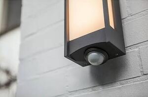 Venkovní nástěnné LED svítidlo Lutec Qubo / 14 W / detektor pohybu / hliník / antracit / teplá bílá