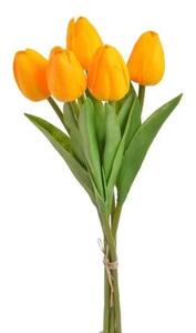 Umělé pěnové tulipány oranžové- 32 cm, svazek 5 ks