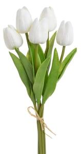 Umělé pěnové tulipány bílé- 32 cm, svazek 5 ks