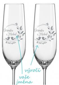Sklenice na sekt k výročí Romance, 2 ks