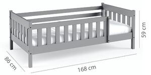 Jednolůžko dětská postel NADIA | 80x160 cm | s roštem | šedá | UNI PROVEDENÍ