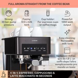 Klarstein Arabica Comfort, espresso kávovar, 1350 W, 20 bar, 1,8 l, dotykový displej