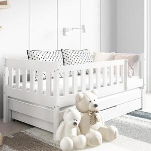 Jednolůžko dětská postel NELA + přistýlka + zásuvka + rošty | 80x160 + 80x150 cm | bílá | UNIVERZÁL