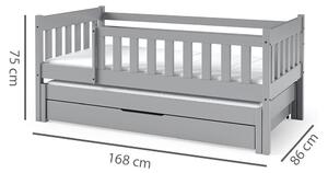 Jednolůžko dětská postel NELA + přistýlka | 80x160 + 80x150 cm | s rošty | šedá | UNI PROVEDENÍ