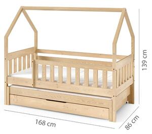 Jednolůžko dětská postel MAJA + přistýlka | 80x160 + 80x150 cm | s rošty | přírodní | UNI PROVEDENÍ