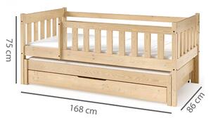 Jednolůžko dětská postel NELA + přistýlka | 80x160 + 80x150 cm | s rošty | PŘÍRODNÍ | UNI PROVEDENÍ