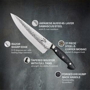 Zelite Infinity by Klarstein Executive-Plus, 8" nůž šéfkuchaře, 61 HRC, damašková ocel