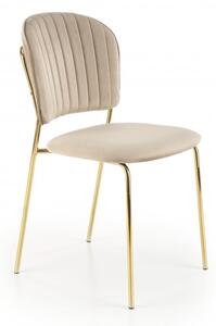 Jídelní židle DIONA — ocel, látka, béžová