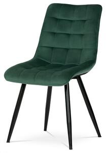 Jídelní židle BECCA — kov, látka, černá / zelená