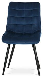 Jídelní židle BECCA — kov, látka, černá / modrá