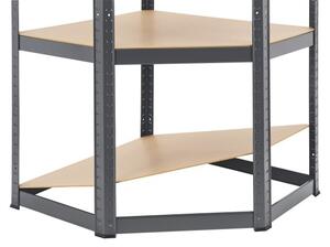Juskys Rohový regál - 160x75x40-75 cm - šedý