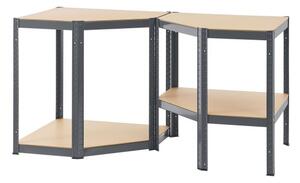 Juskys Rohový regál - 160x75x40-75 cm - šedý