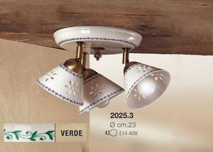 Keramické trojité stropní svítidlo Foglie 2025.3 - ZELENÉ