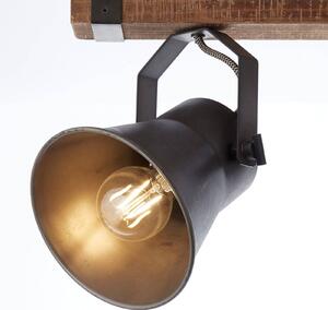 Brilliant Stropní světlo Plow, černá/dřevo tmavé, stmívatelný, Tmavé dřevo, Obývací pokoj / jídelna, Dřevo, Industriální design