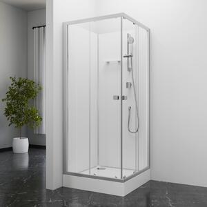 Sprchový kout 85x85 MARWELL kompletní sprcha Fresh Shower Square - 85x85x205cm - kompletní sprcha s rohovým vstupem - s posuvnými dveřmi - vysoce kvalitní hliníkové profily