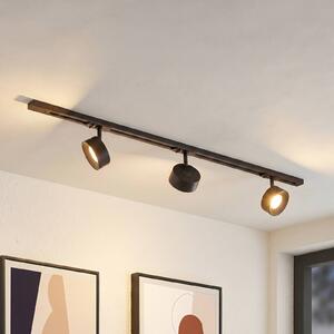 Lindby Systém lišt Linaro, Ø 9,5 cm, 3křídlý, LED, černý, Černá, Pracovna / kancelář, Hliník, Moderní
