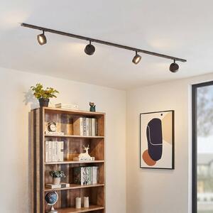 Lindby Systém lišt Linaro, Ø 9,5 cm, 4křídlý, LED, černý, Černá, Pracovna / kancelář, Hliník, Moderní