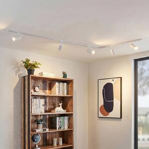 Lindby Systém lišt Linaro, Ø 7 cm, 5ramenný, LED, bílá,, stmívatelný, Bílá / opál, Pracovna / kancelář, Hliník, Moderní