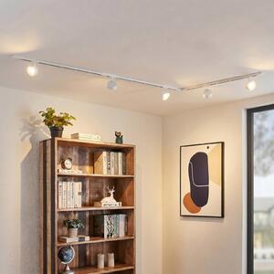 Lindby Systém lišt Linaro, Ø 9,5 cm, 5žárovkový, LED, bílý, Bílá / opál, Pracovna / kancelář, Hliník, Moderní