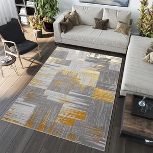 Moderní šedý koberec do obývacího pokoje se zlatým motivem Šířka: 80 cm | Délka: 150 cm