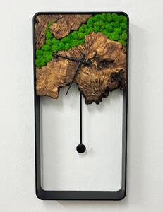 Olivové kyvadlové hodiny rozměr 30x60 cm - oliva a sobí mech