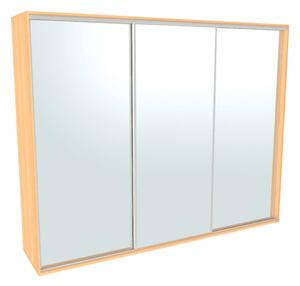 Šatní skříň FLEXI 3 se 3 zrcadly Varianta barvy: Buk, Šířka: 280 cm, Výška: 220 cm