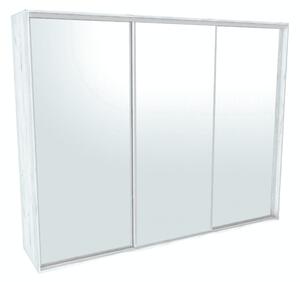 Šatní skříň FLEXI 3 se 3 zrcadly Varianta barvy: Bílá, Šířka: 300 cm, Výška: 220 cm