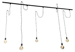 Moderní 1-fázový kolejnicový systém s 5 závěsnými lampami černá - Cavalux
